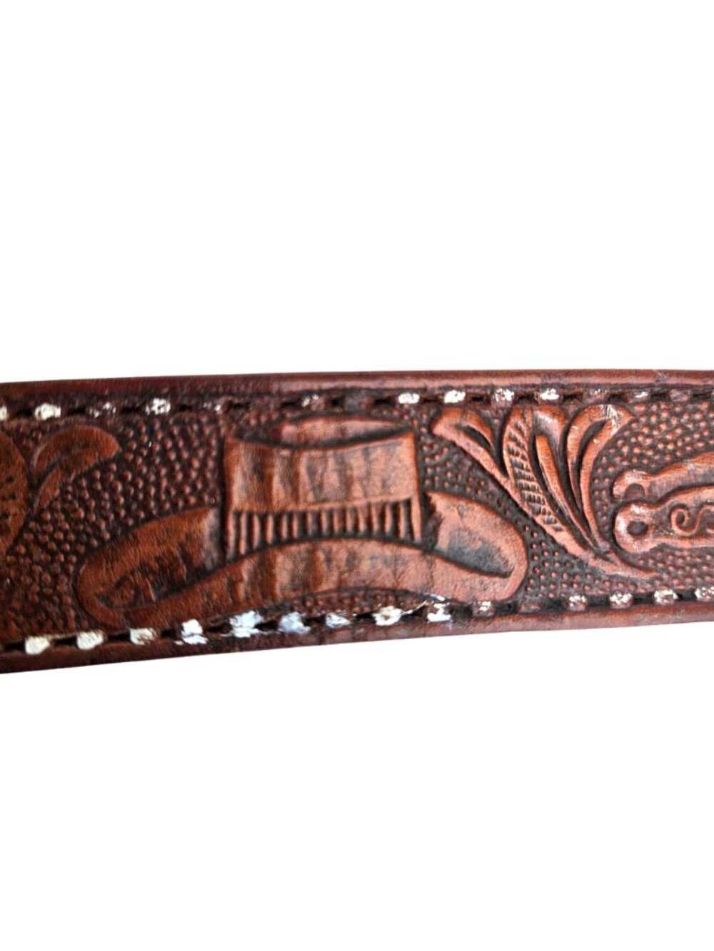 Vintage Mexican Hand Tooled Leather Belt JUAN Hecho en Mexico Western S/30 - Picture 15 of 16